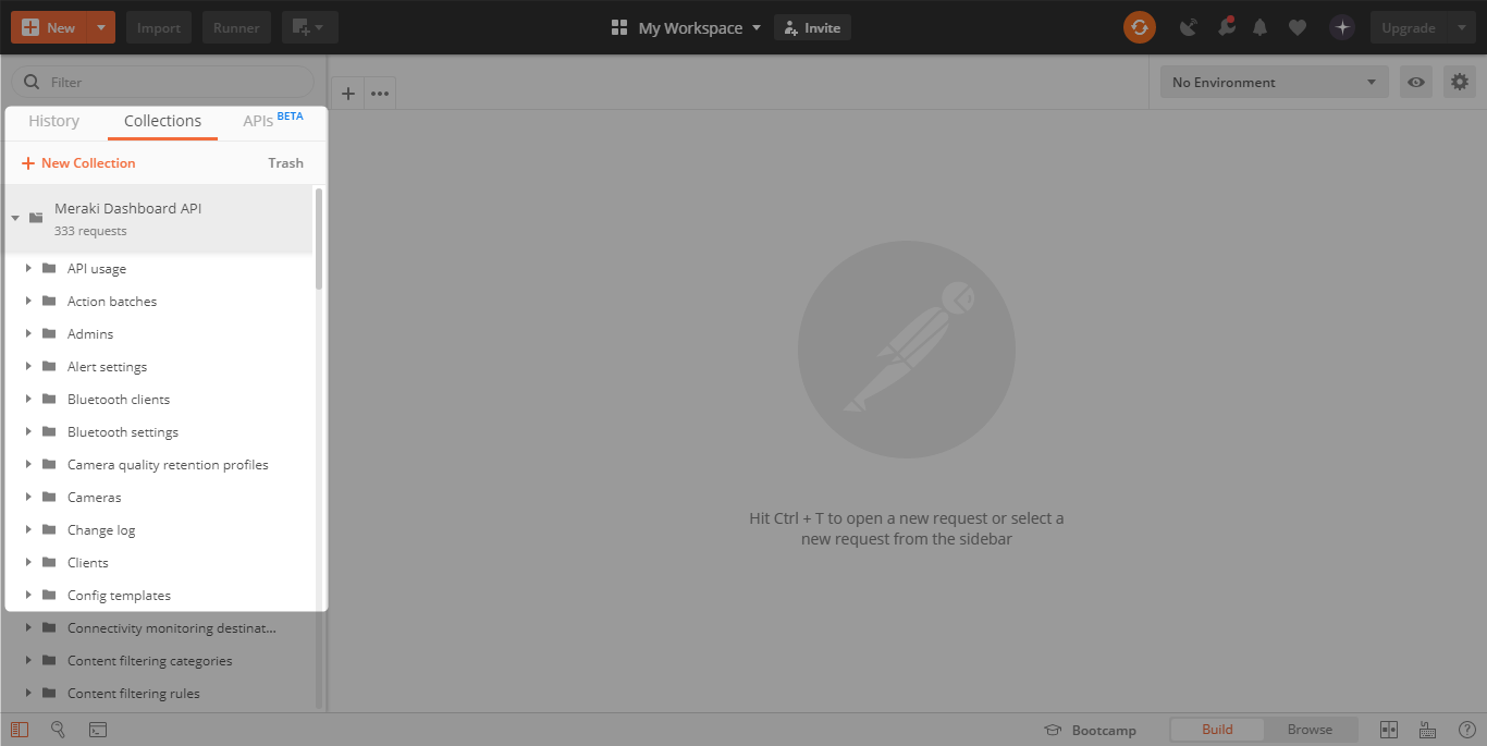 Meraki API imported on Postman